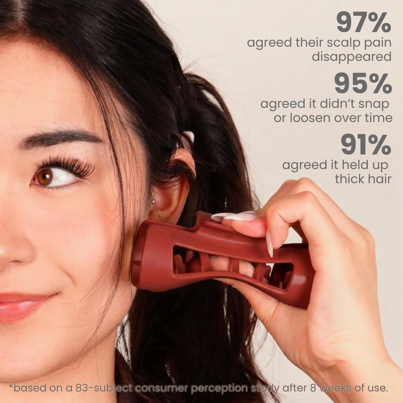 Mello The Original Hair Claw Clip Squishy Claw Clip Made in Korea Patent Pending 30021976 (Red, Medium) - Image 4